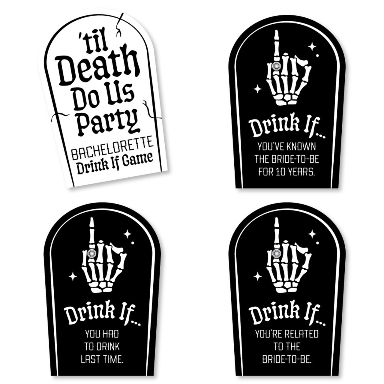 Big Dot of Happiness Til Death Do Us Party Drink If Party Game, Goth Bridal and Bride or Die Bachelorette Party Game Cards – Set of 24